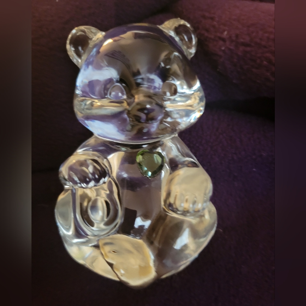 Fenton Crystal Bear with Green Heart